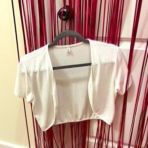 white short sleeve cardagan